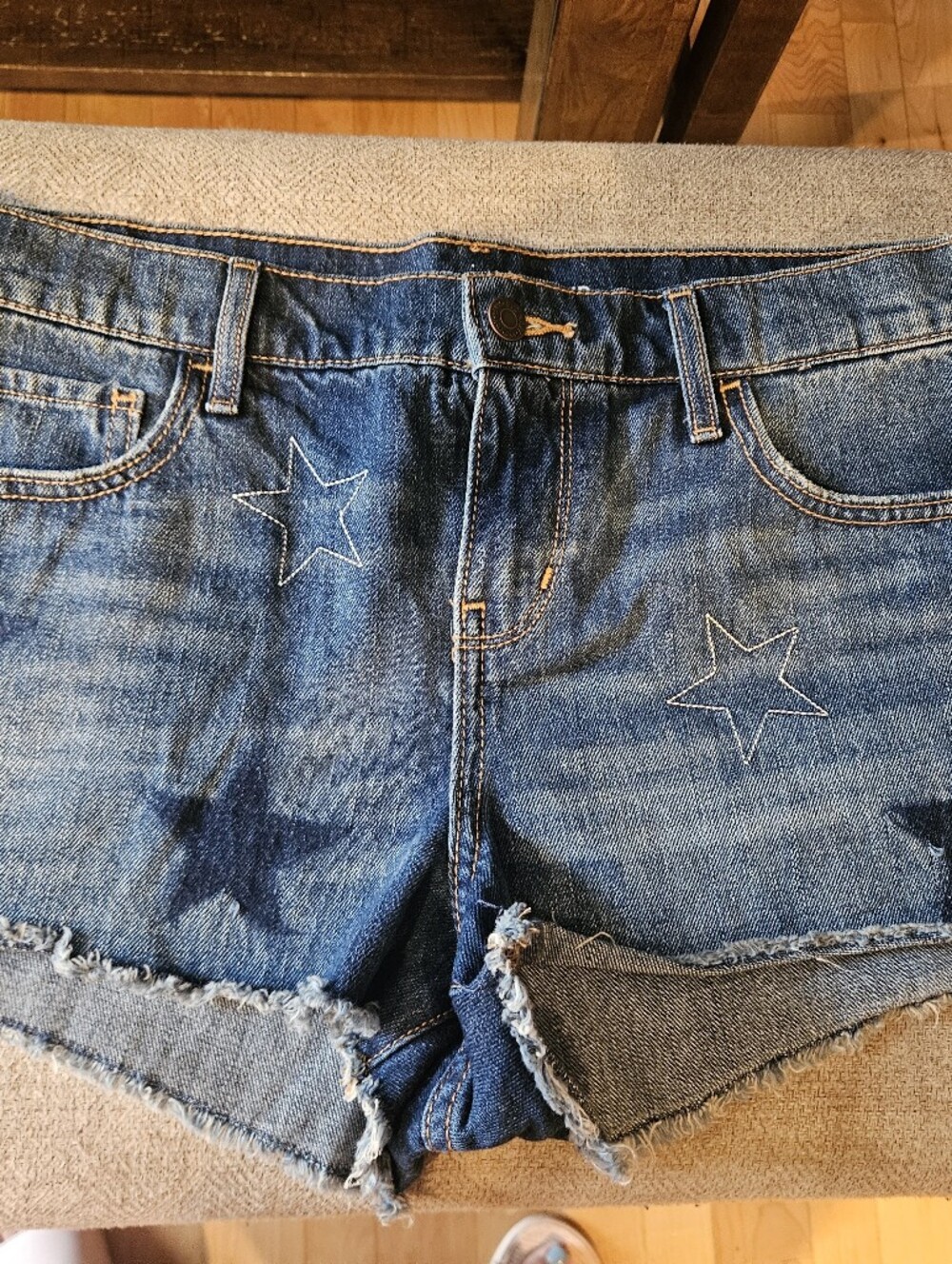 Old Navy Blue Denim Star Embroidered Jean Shorts